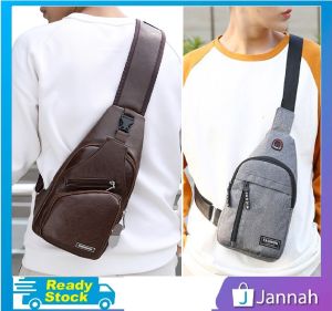 Jannah Beg Bahu Pinggang Silang Lelaki ( USB Charging Men Chest Pouch Messenger Bag Sling Tote ) 12G2