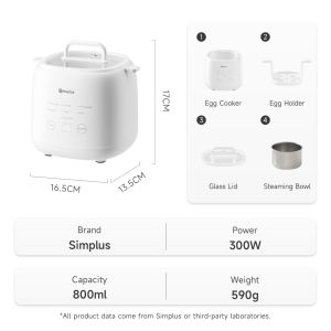 Simplus Electric Food Steamer 2-Tier 11L Capacity 2-in-1 Steam and Boil Hot Pot 24h Reservation 8 Preset Programs Stainless Steel Trays