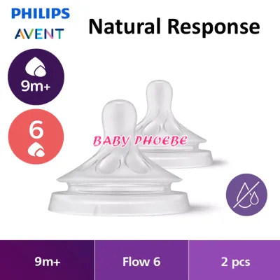 Philips Avent Natural Response Nipple Teat 2pcs / Natural Teat Variable / Anti-Colic Teat 6m+ Silicone Bottle Nipple Teats Botol Susu Puting Bayi