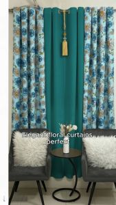ELEGANT FLORAL CURTAIN MADE FROM CANADIAN COTTON 8 RINGS 7FEET IN LENGTH