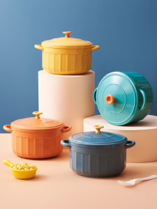 CNMF Stainless Steel and Plastic Double-layer Bowl with Lid Noodles Bowl Lunch Box Small Binaural Pot