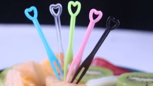 500Pcs Disposable Fruit Forks Plastic Transparent Small Forks Non-Individually Packaged PAZU