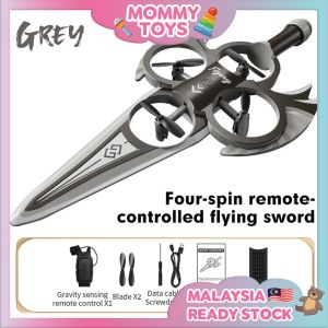 LED Flying Sword Aerobatic Flight Drone Toys Remote Sensor Hand Control Stunt Aircraft Gravity With Light For Kids