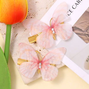 2Pcs Moving Gradient Butterfly Hair Clip Super Fairy Sweet Children Bangs Side Clip Female Barrettes Headdress