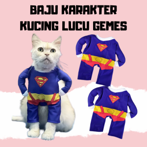 BAJU SUPERMAN KUCING KARAKTER LUCU GEMOY SUPERHERO