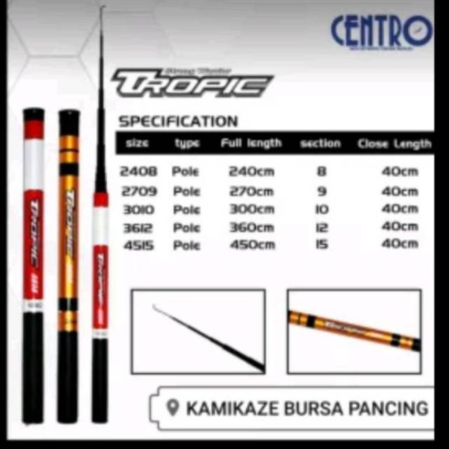tegeg carbon centro tropic ruas pendek ruas 40 cm kaku