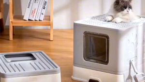 Foldable Large Size Semi -Closure CatLitter Box With Drawer