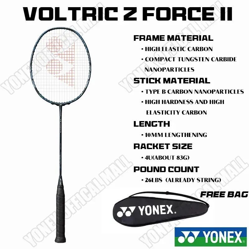 YONEX VOLTRIC Z FORCE II BLACK Badminton Racket Full Carbon Single