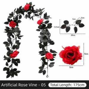 UMBRAULI Plastic Halloween Rose Leaf Vines Realistic 175cm Halloween Home Ornaments Haunted House Reusable Artificial Hanging Vine Garland Fall Foliage