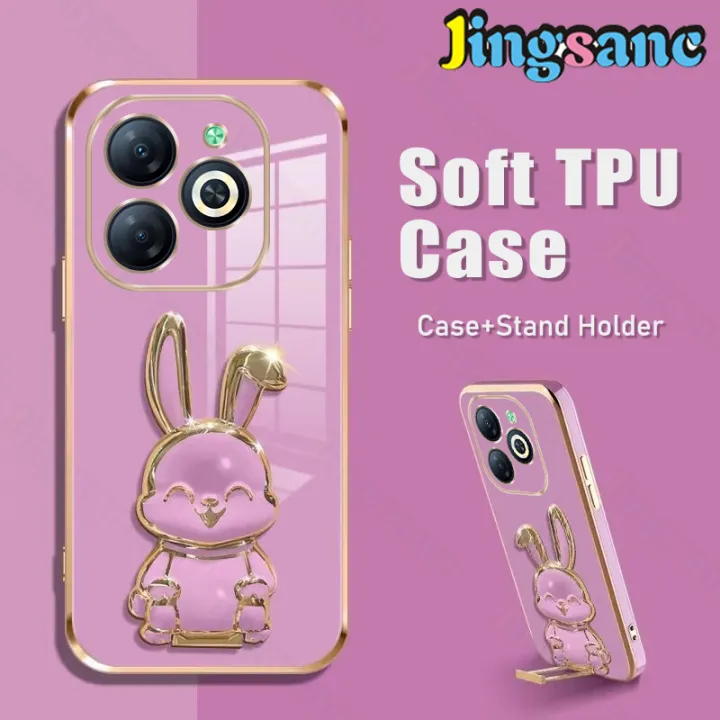 Jingsanc%20For%20Infinix%20Smart%208/Infinix%20Smart%208%20Pro%20Bracket%20Casing%20Electroplated%20Silicone%20Cute%20Phone%20Case%20With%20Rabbit%20Stand%20Holder%20Soft%20SiliconeTPU%20Back%20Cover%20a01-1%20-%20Image%204