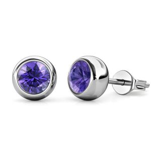 Her Jewellery Birth Stone Moon Earrings - Luxury Crystal Embellishments plated with 18K Gold