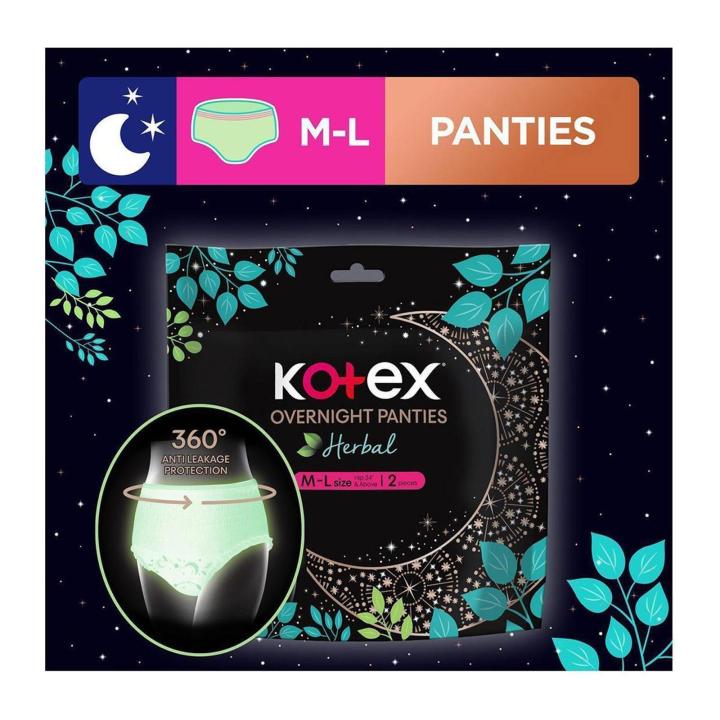 Kotex Herbal Overnight Panties M L Size 2s Lazada Singapore