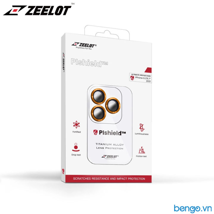 Dán Cường Lực Bảo Vệ Camera iPhone 13 Pro Max/13 Pro ZEELOT PIshield Titanium Alloy Viền Màu