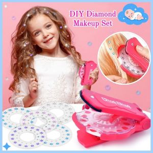 120PCS DIY Diamond Makeup Set Flashing Girl Hair Beauty Tool Kids Glitter Diamond Styling Toys Set