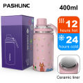 PASHLINC  400ml children's insulated cup ceramic inner liner ，BPA free,Long duration of keeping hot and cold as a  Christmas gift. 