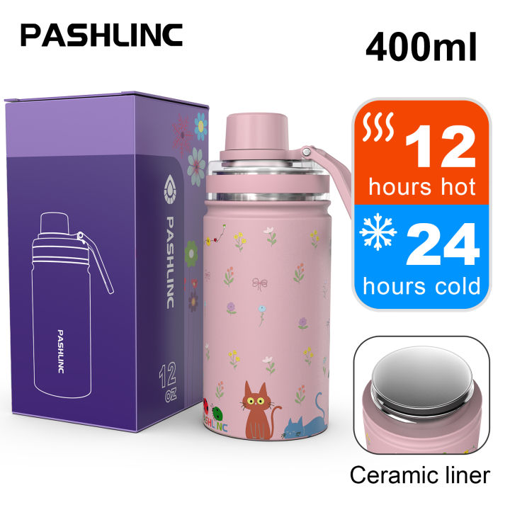 PASHLINC  400ml children's insulated cup ceramic inner liner ，BPA free,Long duration of keeping hot and cold as a  Christmas gift