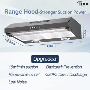 TIXX Range Hood For Kitchen Upgraded 0.7mm extra thick model 3-speed Settings High Suction Low-Noise Replaceable Filters Household