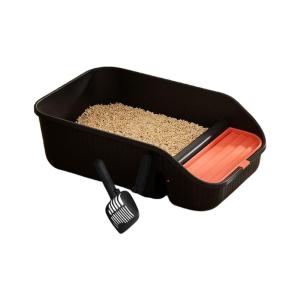 PP Cats Litter Box High Edges Spill Resistant Easy Removal Low Step Access Litter Pan Toilet for Kittens Easy Cleaning