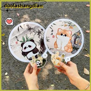 [Duola] Portable Cartoon Folding Fan Kawaii Creative Foldable Fan Cool Summer Hand Fan Flying Disk Pocket Cloth Fan Gifts For Kids