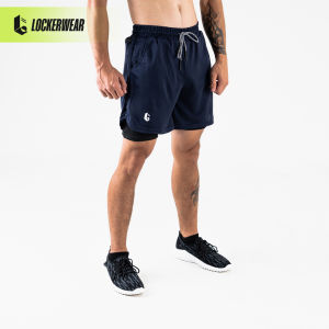 Celana Running Sport Gym Fitness Pria Legging 2 In 1 Olahraga Compression Short Pants Baselayer Manset Quick Dry Fit Polos