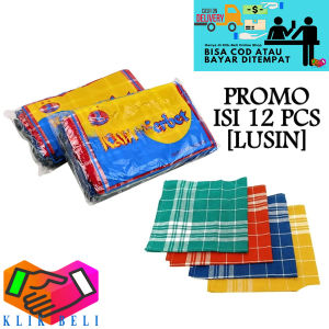 Klik-Beli [LUSIN] Kain Serbet Dapur Serbaguna / Kain Lap Cuci Piring Motif Kotak Warna Ukuran Jumbo - 12 Pcs
