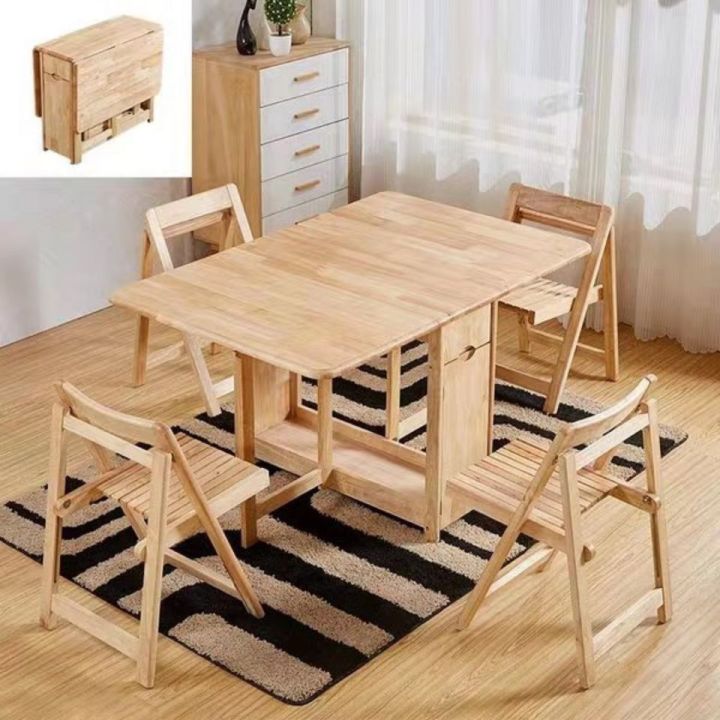 2023 Solid Wood Folding Dining Table and Chair Furniture Small