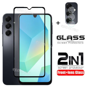 For Samsung Galaxy A16 2 in 1 Screen Protector+ Protector Full Cover Full Glue SamsungA16 Samsung A 16 Tempered Glass Film Protection With Camera Flim Protection