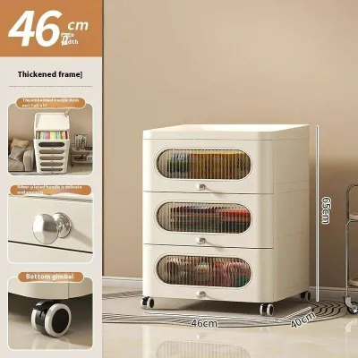 Storage Cabinet Thickened Drawer Organizer with Wheels Plastic Deepen Drawer Cabinet Movable Storage Box Bedside Table