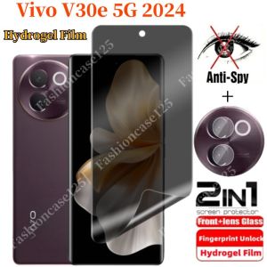 For Vivo V30e 5G 2024 2in1 Soft Privacy Hydrogel Film Anti-Spy Full Cover Screen Protector Anti Peek Privacy Film For Vivo V30e V30 E VivoV30e Pro 5G 2024 Rear Camera Protective Film