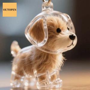 OUTOPEN Transparent Dog Hair Storage Box Dog Shape Cat Memorial Fridge Magnet Hair Grooming Puppy Pendants Cartoon Keyring Pet Hair Keychain Backpack Husky Maltay Bichon Pomeranian Schnauzer Corgi Samo