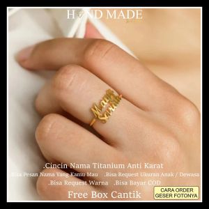cincin nama titanium anti karat anak dewasa cincin titanium wanita cincin titanium emas cincin anak nama aksesoris wanita cincin
