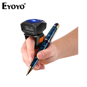Eyoyo Bluetooth 1D Wearable Ring Barcode Scanner with Bluetooth & 2.4GHz Wireless & USB Wired Connection Portable Mini Finger Bar Code Reader Work with Windows Mac OS Android
