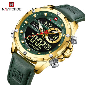 NAVIFORCE Mens Watch Sports Original LED light and Quartz digital dual display Waterproof Watch Multifunctional Clock NF9208