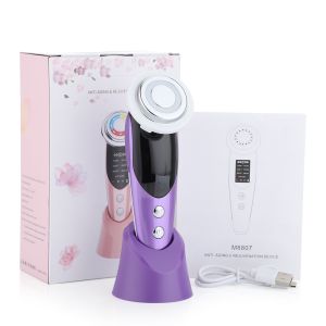 Agdoad 7 in 1 Facial Massager RF EMS Microcurrent Skin Rejuvenation Face Lift Devices Facial Massager Hot Cool Light Therapy Anti Aging Wrinkle Beauty Apparatus
