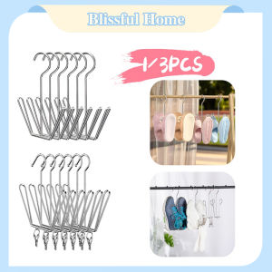 1/3PCS Hanging Shoe Rack Stainless Steel Shoes Drying Hanger Shoes Drying Rack with 2 Clips Save Space Home Drying Shelf Storage Organizer