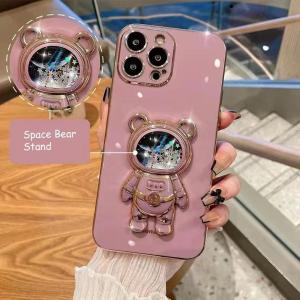 Liquid Quicksand Glitter Luxury Case for iPhone 16 Pro Max 15 14 16 Pro Max 11 12 13 Pro 15 16 Plus Astronaut Stand Holder Cover