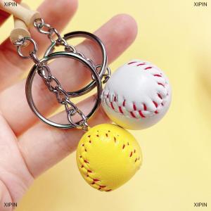 [COD] XIPIN พวงกุญแจเบสบอลทำจากไม้ขนาดเล็กพวงกุญแจบอลพวงกุญแจสำหรับทีมกีฬาลูกบอลจับคู่เกมของขวัญ