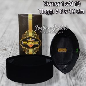 Peci Songkok Kopiah Wadimor Hitam Polos Peci Hitam Peci Polos Songkok Hitam Tinggi 7-8-9-10 Cm Set Perlengkapan Sholat