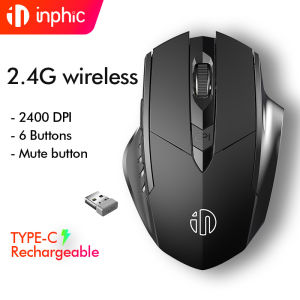 INPHIC F1 Wireless Mouse Rechargeable 500mAh Ergonomic Silent Mouse Adjustable DPI Optical Mice for Laptop PC with USB Nano Receiver