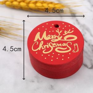 NALANILI 100Pcs Handmade Christmas Tags Round Shaped Hanging Decoration Cake Decor Tag Creative White Red Paper Packaging Decoration Tags Festive Party Supplies