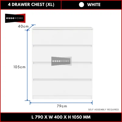 EsseHome 4 Layer Chest Drawer Papan Tebal Bigger Size Storage Almari Laci 3 Layer 2 Layer