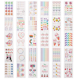 WOOLOVE 1 Sheet Cute Ins Hot Waterproof Tattoo Stickers Fashion Smiley Heart Face Body Temporary Tattoo Stickers Random Style