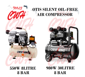 PRC OTIS / MADNESS 550W 1100W 8LITRE 30LITRE 8BAR LOW NOISE SILENT OIL FREE AIR COMPRESSOR PUMP PEMAMPAT UDARA ANGIN CWH TOOLS SDN BHD CWH GROUP CWH TOOLS TRADING