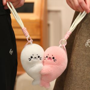 Ocean Animal Baby Seal Plush Fluffy Couple Keyring Cute Magnetic Attraction Pendant Refrigerator Magnet Plush Keychain Gifts2026