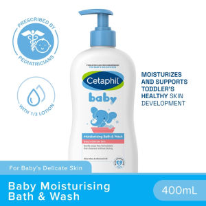 Cetaphil Baby Moisturising Bath & Wash Baby 2‑in‑1 Bath Wash Tear‑Free Aloe Vera Almond Oil Gentle Cleanser For Newborn Sensitive Skin 400ml