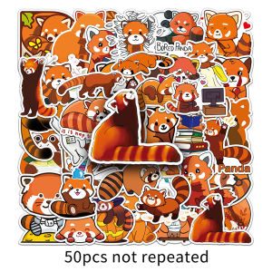 50PCS Red Panda Sticker Cartoon Cute Animal Graffiti Laptop Guitar Phone Case Laptop Sticker Personalized Decal