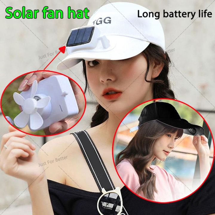 solar charging cap、Rechargeable Fan◇✶✕Hat with fan big brim