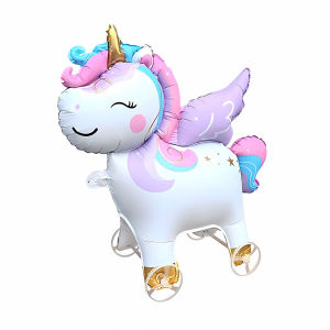 Cartoon Animal Walking Balloon with Wheels 3D Aluminum Foil Birthday Party Decoration