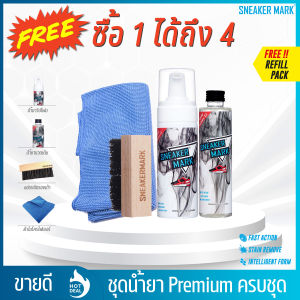 ชุดน้ำยาทำความสะอาดรองเท้า  (F+J FULL REFILL) 4 ชิ้น น้ำยาขวดโฟม+ขวดเติม แปรงขัด ผ้าไมโครไฟเบอร์ [พร้อมส่ง]