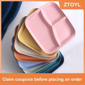 【ZTOYL】 Thực phẩm salad trái cây chia Tấm ba lưới phía Tây ngăn tấm chế độ ăn uống bữa ăn tấm thực phẩm khay thực phẩm nhà bếp đồ ăn